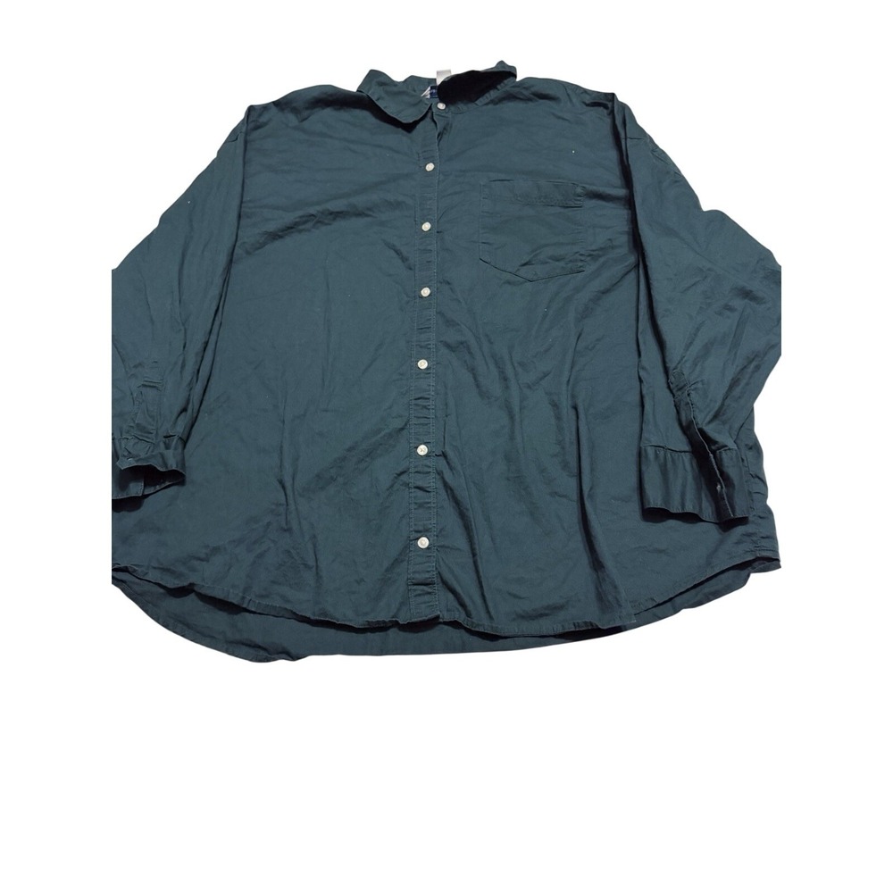 Old Navy The Boyfriend Shirt XL Forest Green Cotton Button Down Long Sleeve Top